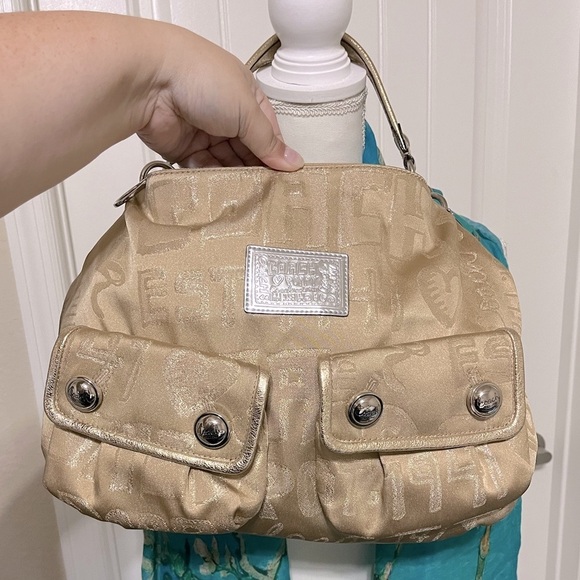 COACH POPPY STORYPATCH POP SWING BAG/ SHOULDER BAG GOLD #15304 - Picture 1 of 16